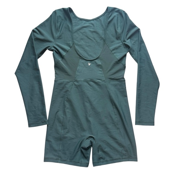 Old Navy Active Powersoft Mesh Panel Lng Sleeve Unitard Romper Pine Green Medium - Picture 4 of 6